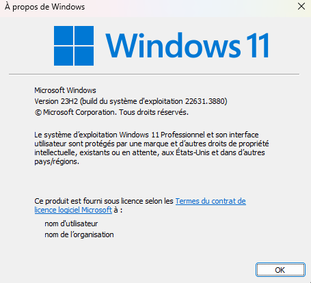 version de windows utilisée 